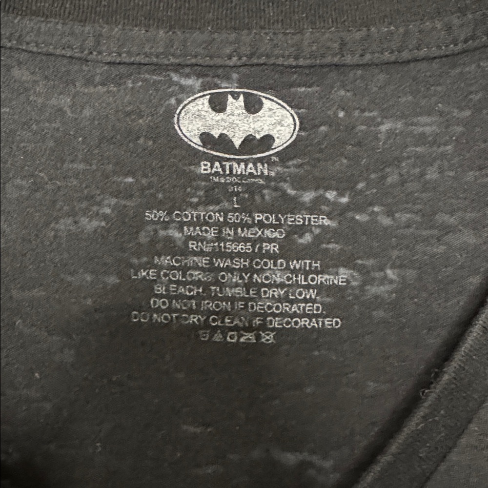 Batman Black V-Neck Tee with Iconic Logo - Picture 2 of 3